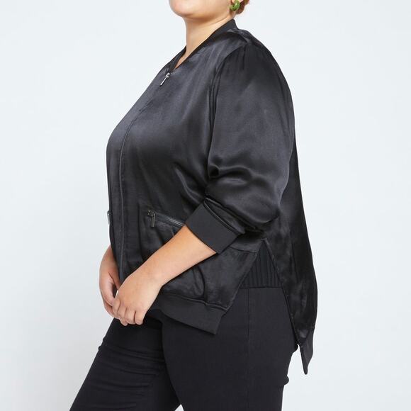 Universal Standard Satin Bomber Jacket - Black - S (14-16) - Picture 3 of 16